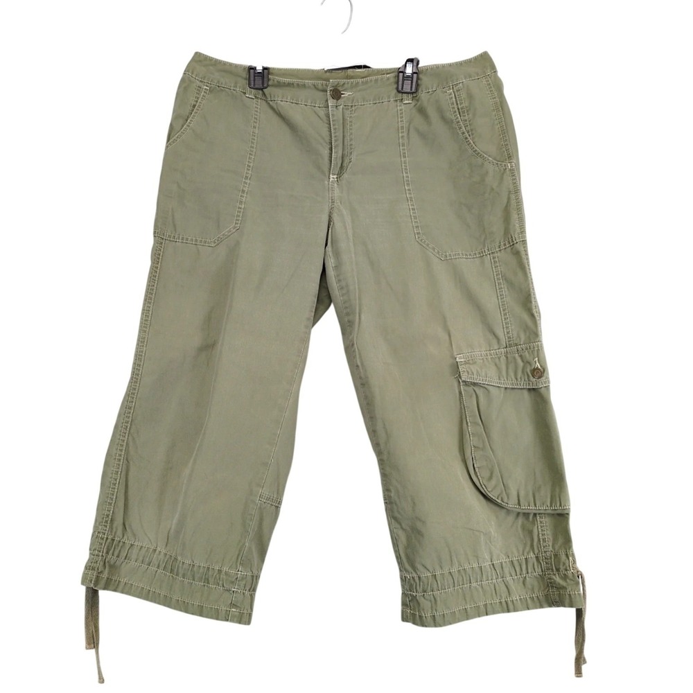 Vintage Y2K London Jean Green Cargo Cropped Chino Pants Womens 12 34x21 Gorpcore